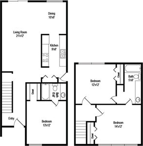 Carina (C1) - Three Bedroom / Two Bath - 1,234 Sq. Ft.*